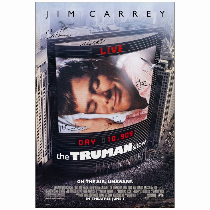 804. THE TRUMAN SHOW (1998) One Sheet (27 x 40) Signed by Jim Carrey ...