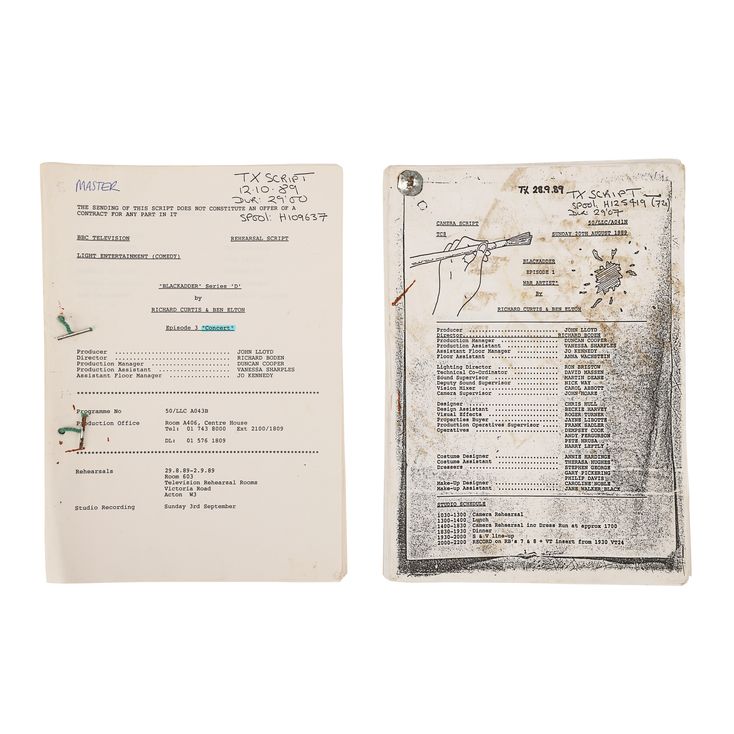 Lot 943. Captain Cook and Major Star Shooting Scripts | BLACKADDER (TV ...