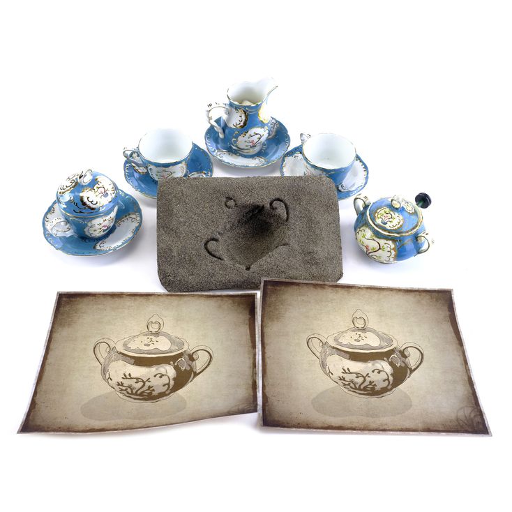 Sugar Bowl and Tea Set with Drawing Lot A SERIES