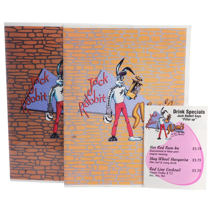 Lot 290 Jack Rabbit Slims Menus and Drink Special Menu PULP FICTION