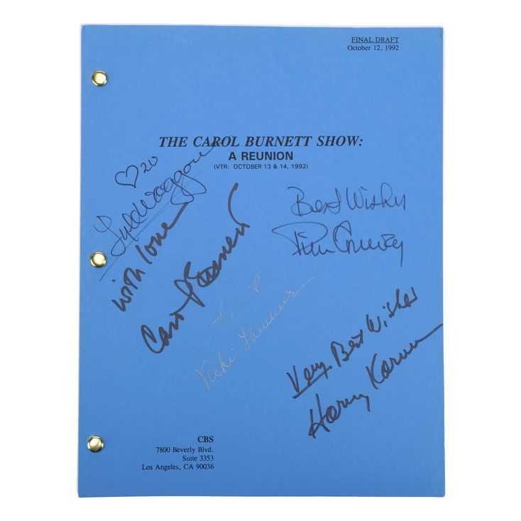 Wednesday Signed Cast Script Lot #673 - THE CAROL BURNETT SHOW: A REUNION (1993) - Cast-Autographed ...