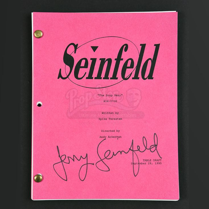 Jerry Seinfeld Signed Soup Nazi Table Draft Script SEINFELD (19891998)
