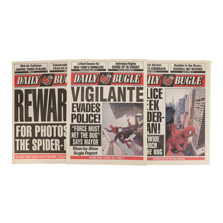 Lot 1285 Set of Three Daily Bugle Newspapers SPIDERMAN (2002)