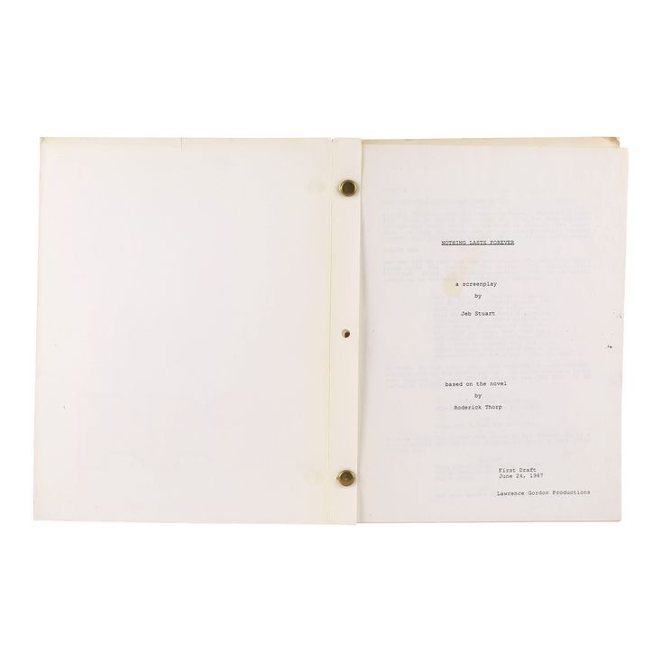 Lot # 746: DIE HARD (1988) - Bound Nothing Lasts Forever First Draft Script