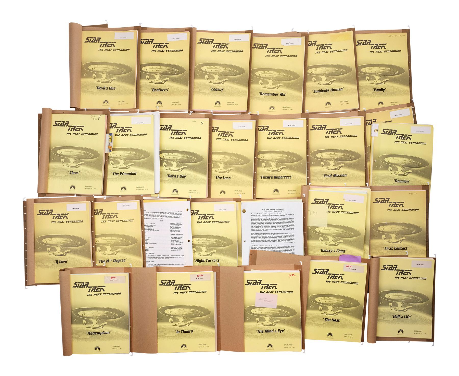 943. Michael and Denise Okuda Collection: Set of Season 4 Scripts ...