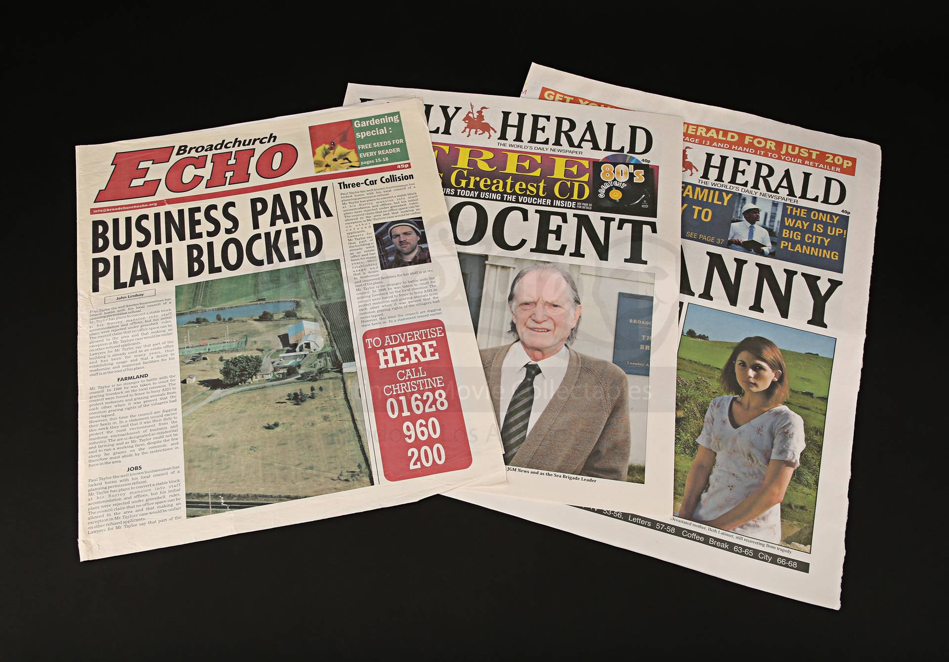 Daily Herald, Sunday Herald Broadchurch Echo Newspaper Set Prop Store