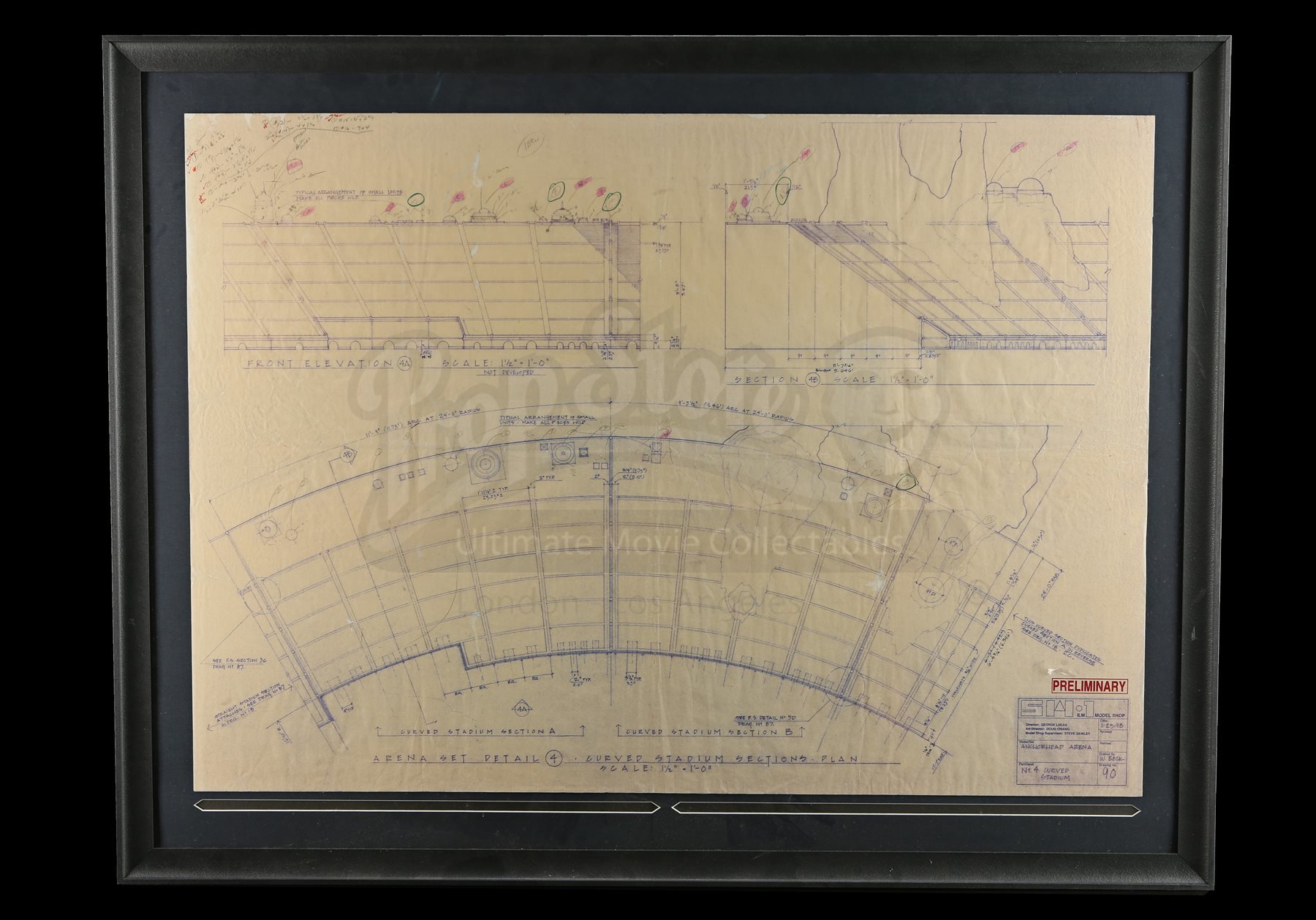 Lot # 697 - Framed Pod Race Arena Blueprint