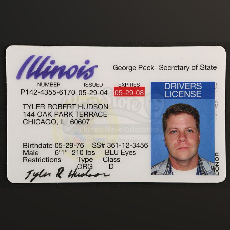 Tyler Robert Bob Hudsons (Michael Cudlitz) Illinois State Drivers