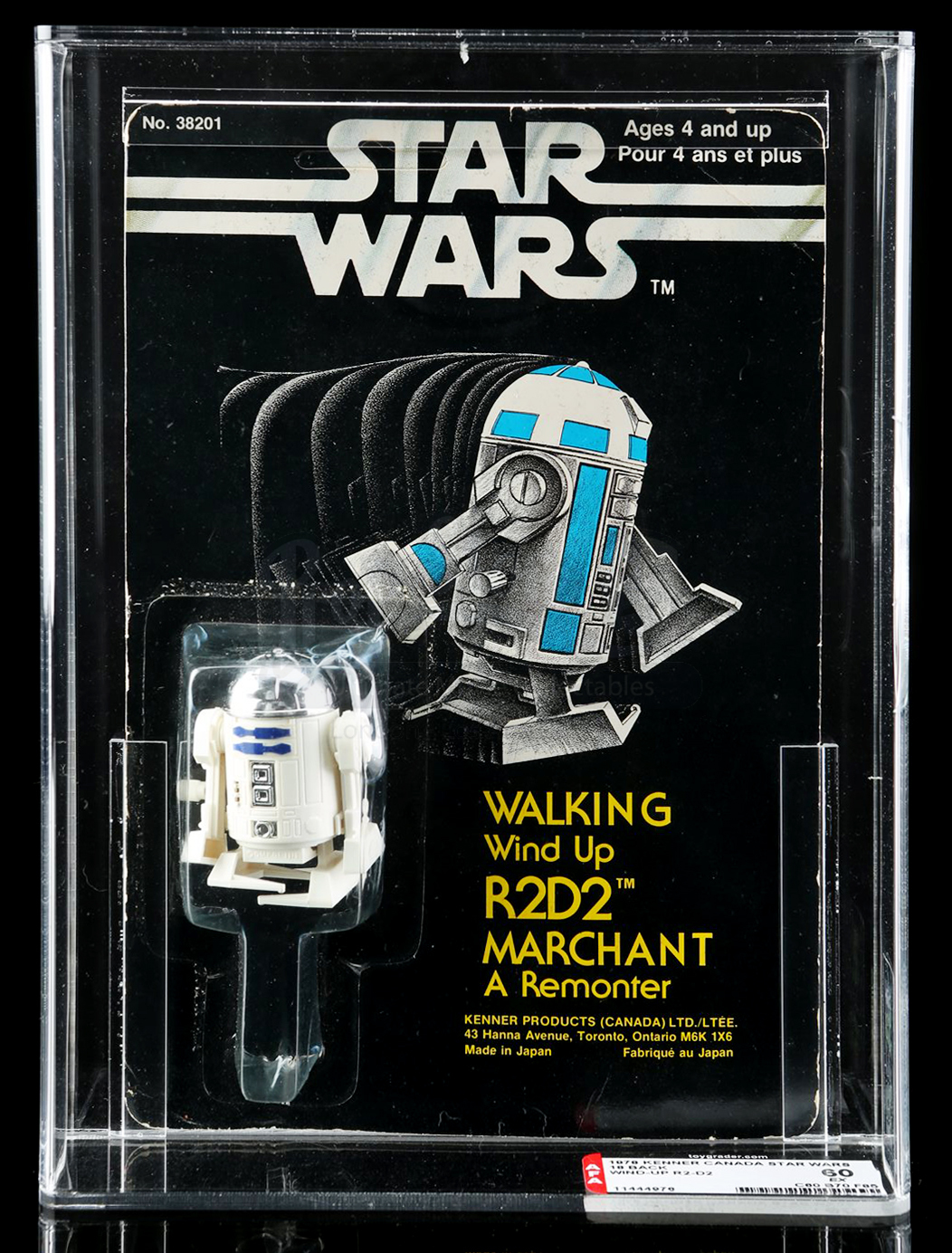 Lot # 74 - Canadian Carded Walking Wind-Up R2-D2 AFA 60 [Kazanjian