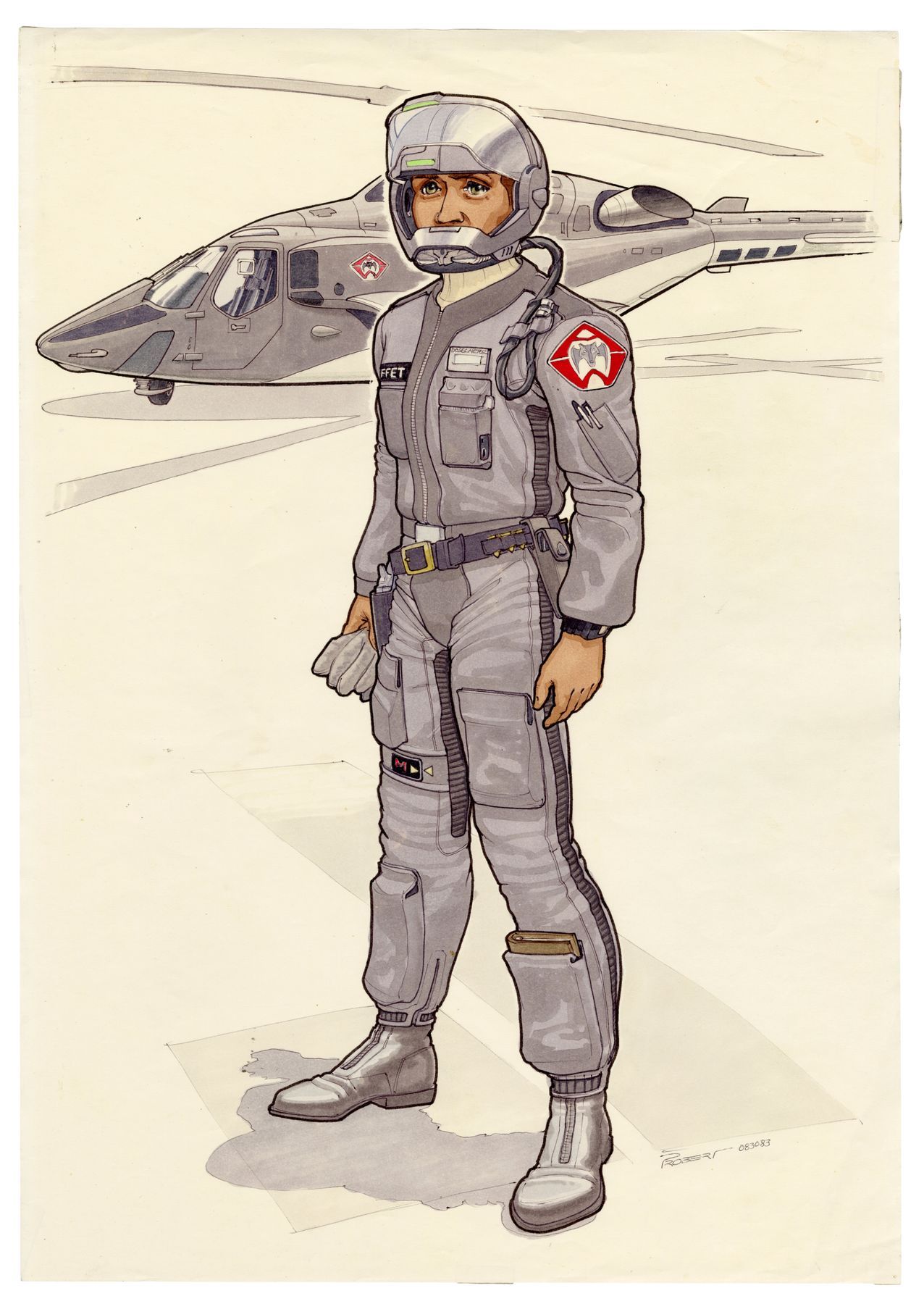 445. Hand-Painted Andrew Probert Airwolf Flightsuit Concept Artwork ...