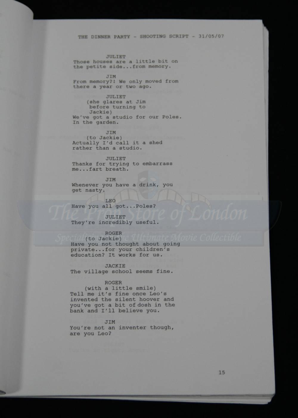 The Dinner Party Production Used Script Prop Store Ultimate Movie