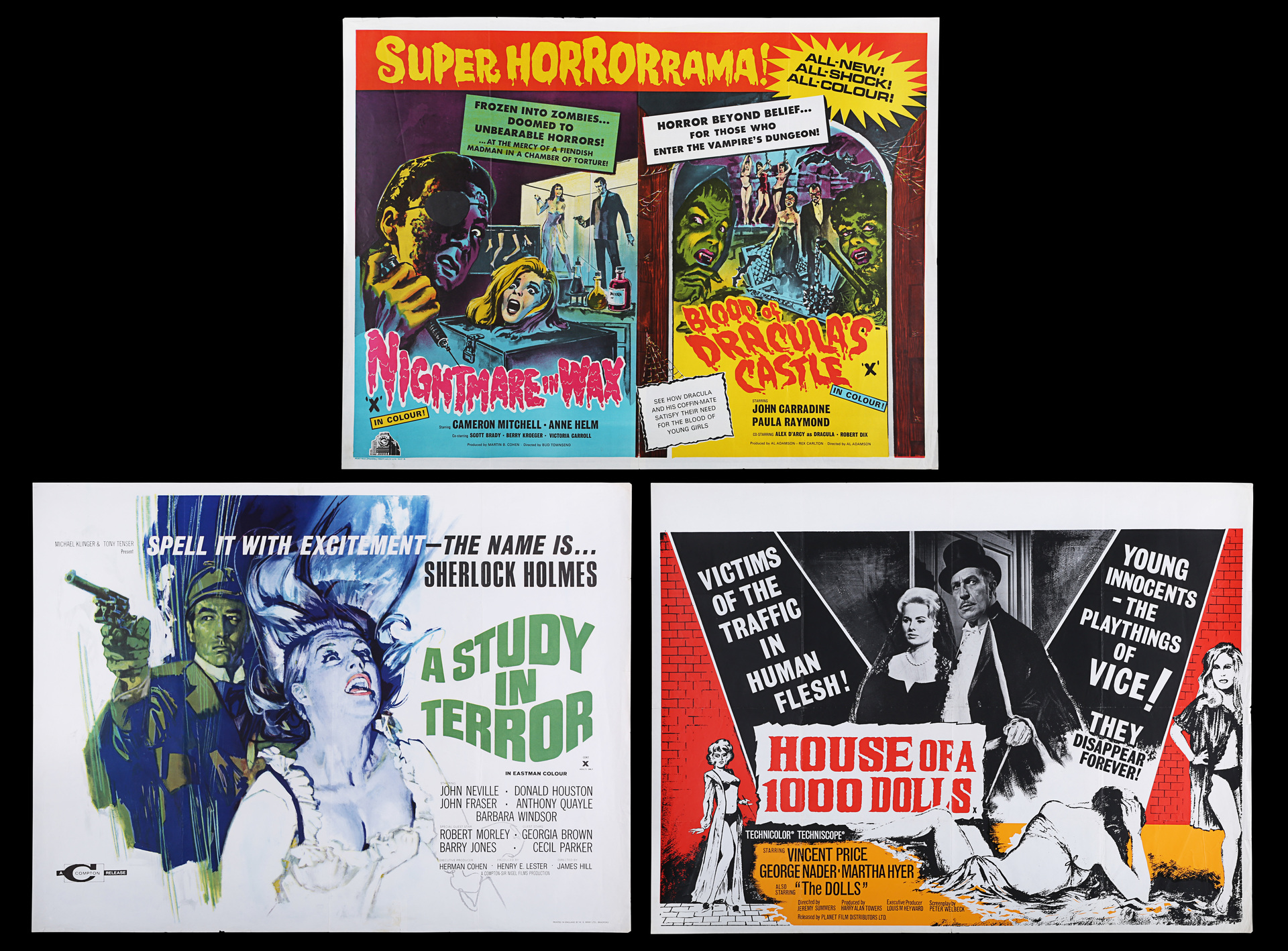 Lot #86 - A STUDY IN TERROR (1965), HOUSE OF A 1000 DOLLS (1967) AND ...