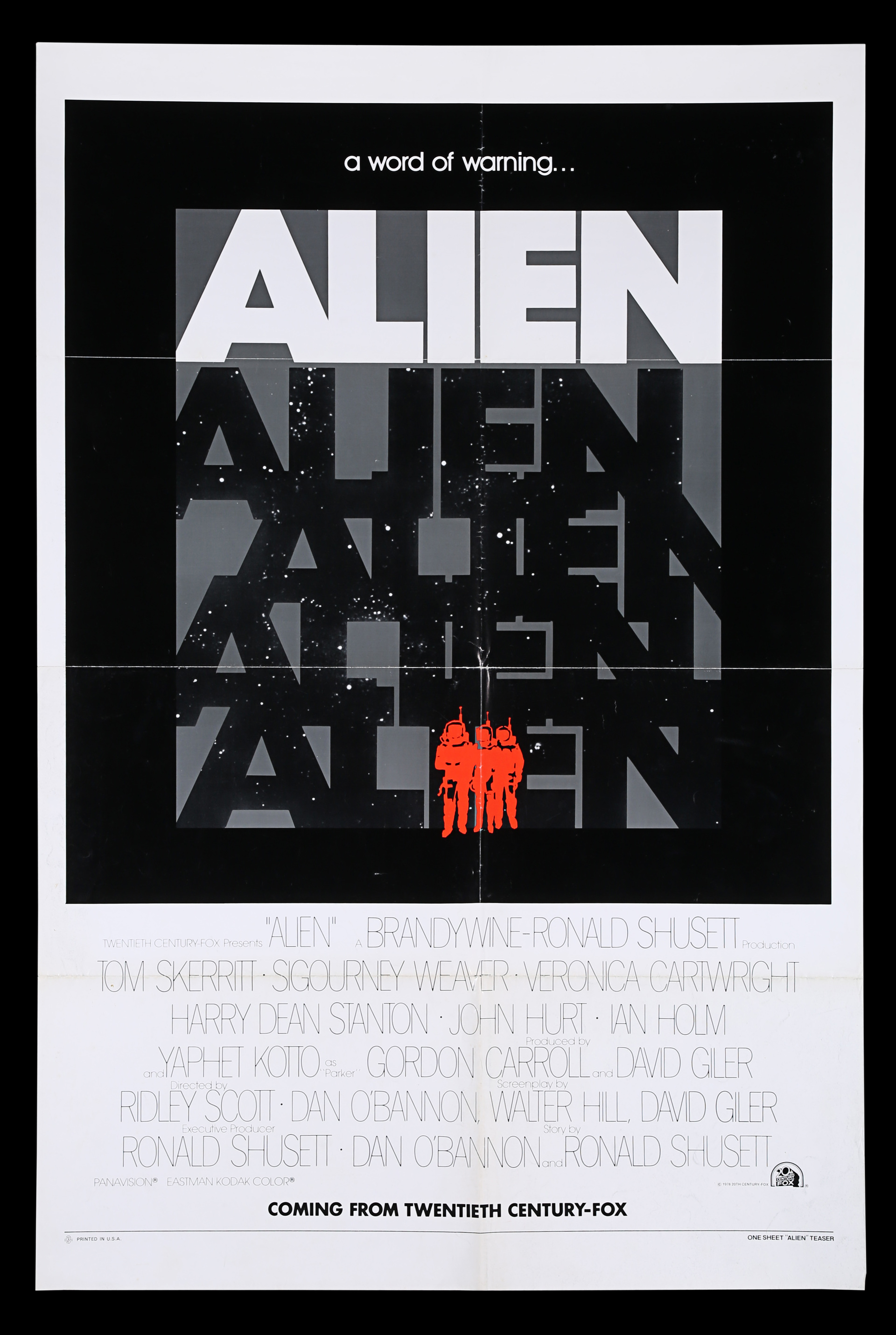 Lot #316 - ALIEN (1979) - US One Sheet Poster - Advance, 1979