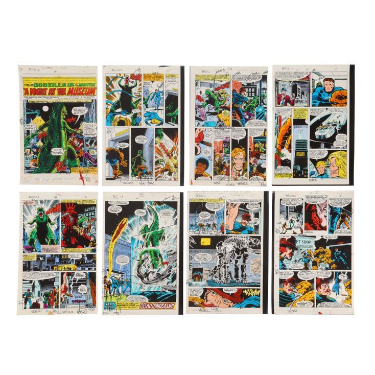 253. Set of Eight George Roussos Hand-Painted Godzilla No. 20 A Night ...
