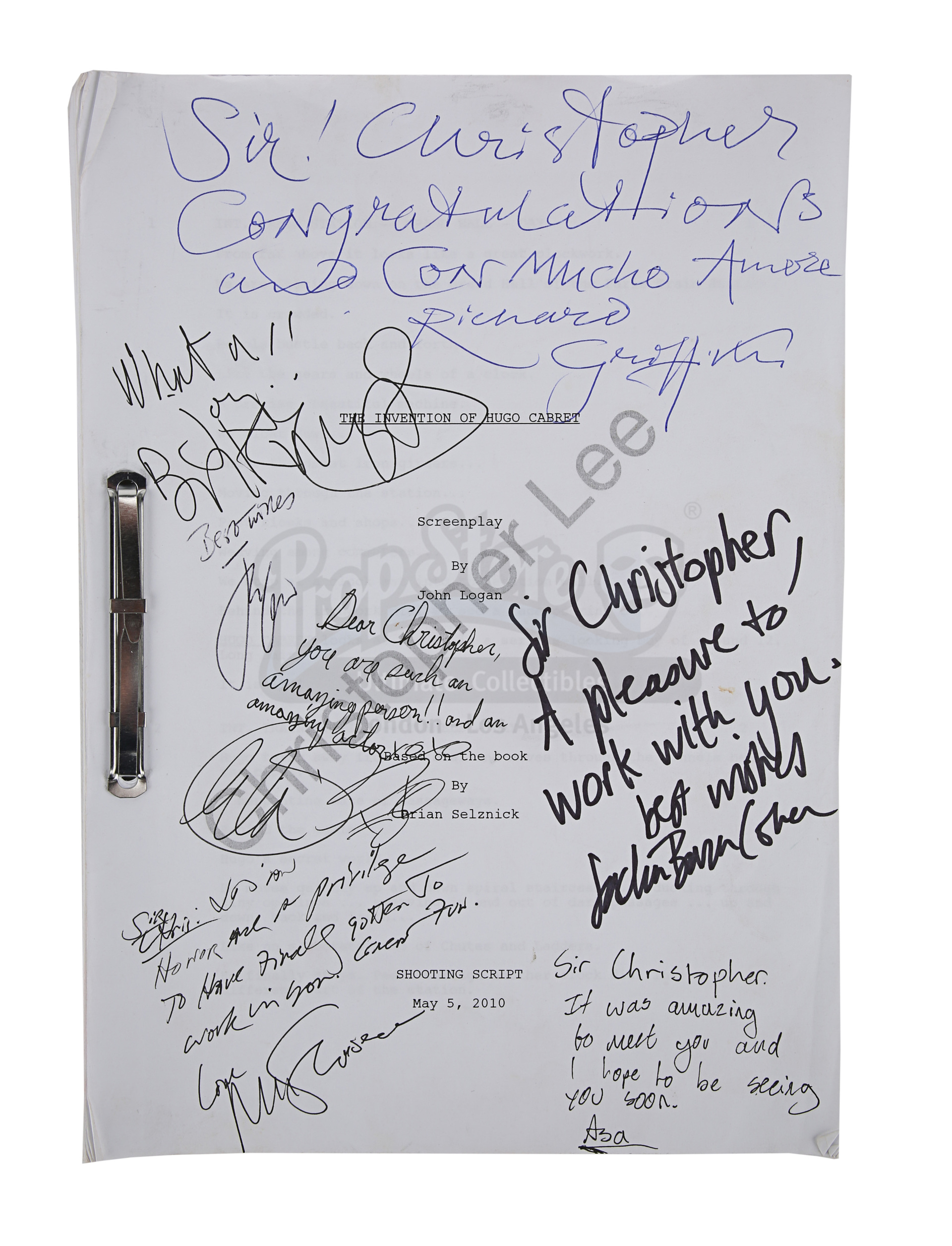 Lot #338 - HUGO (2011) - Sir Christopher Lee Personal Annotated ...