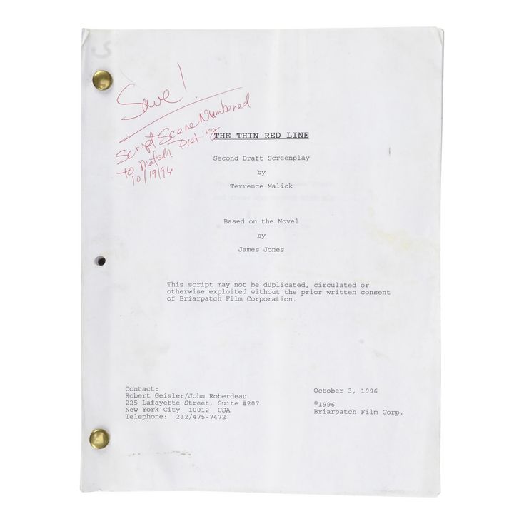 Lot 1649 - Script Supervisors Original Annotated Script | THIN RED LINE ...