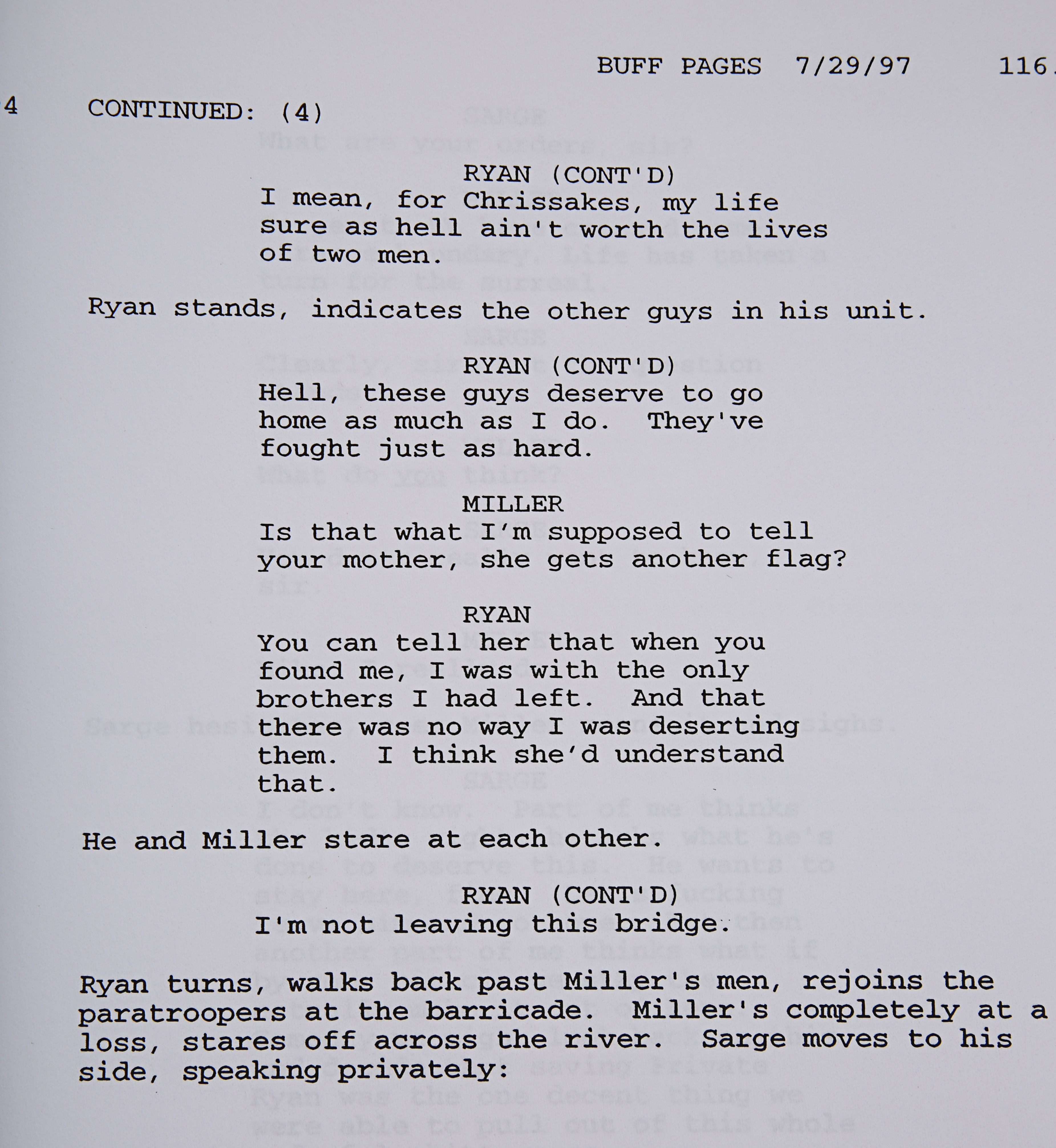 Lot 848 SAVING PRIVATE RYAN (1998) 1st Revised Draft Script