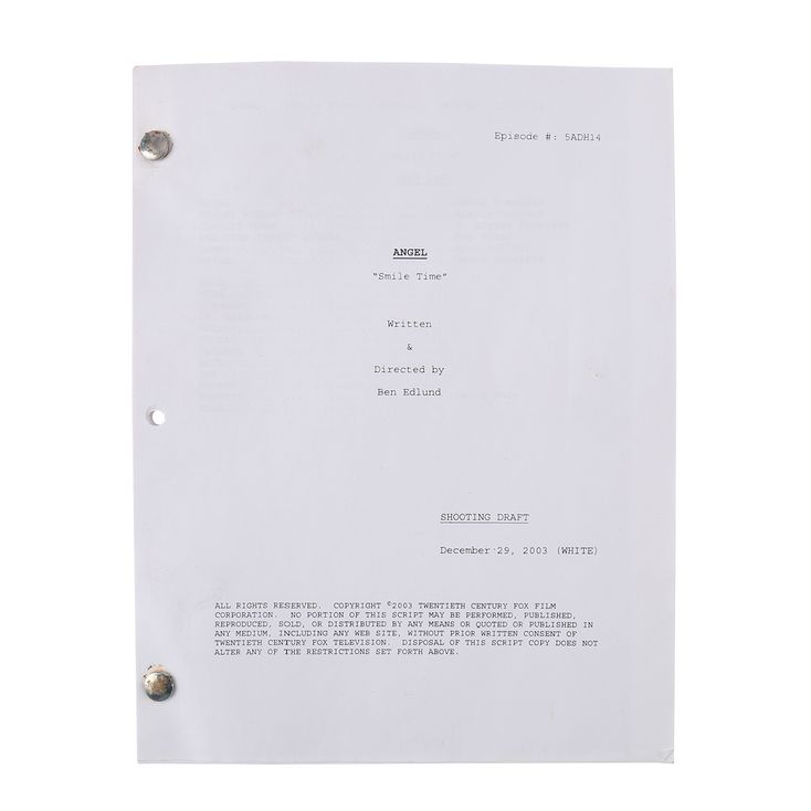 Smile Off Script Production Script - Smile Time | ANGEL (1999)