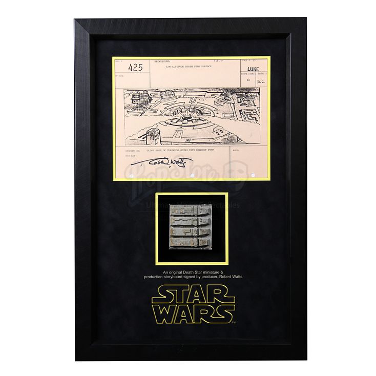 Death Star Piece and Signed Production Storyboard Display | STAR WARS ...