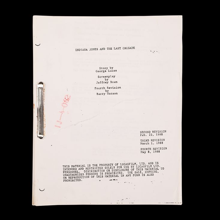 Lot 1023 - Fourth-revision Script | INDIANA JONES AND THE LAST CRUSADE ...
