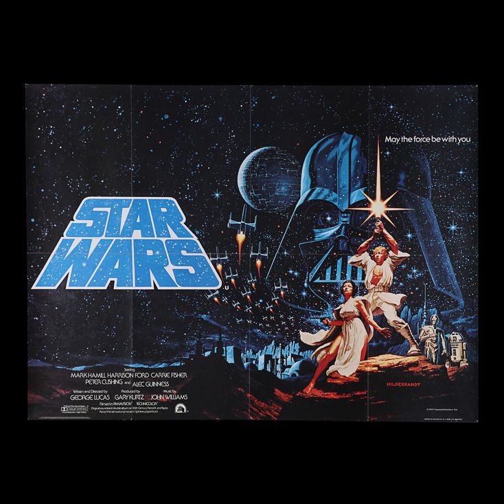 The rare 1977 Star Wars UK quad featuring the Brothers Hildebrandt artwork.