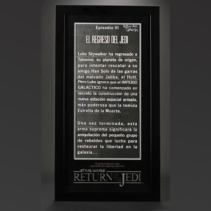 Framed Spanish Opening Crawl Sheet | STAR WARS: RETURN OF THE JEDI (1983)