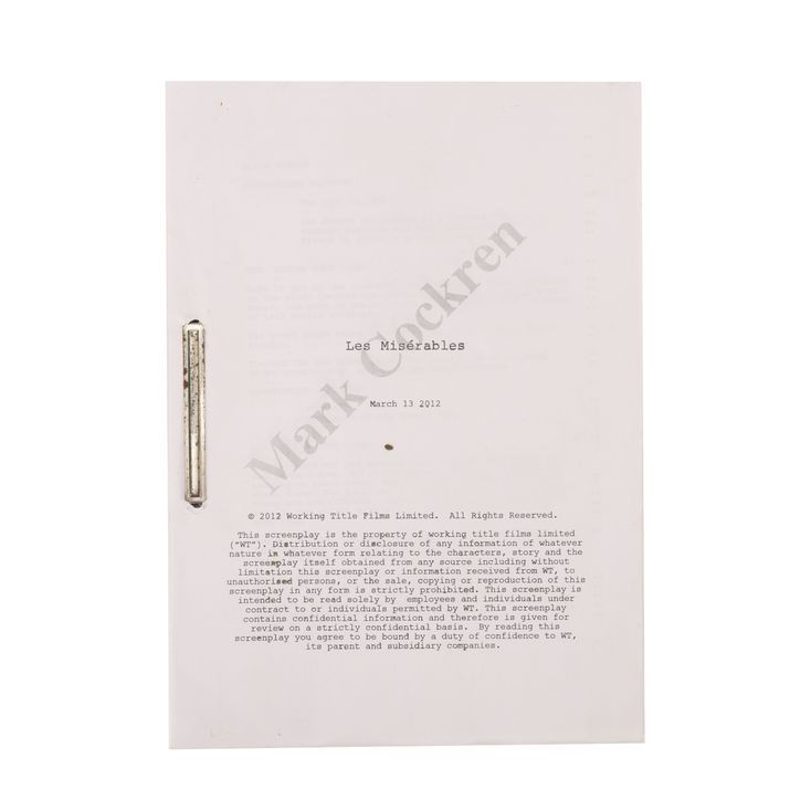 248. Third Assistant Director Mark Cockren's Script ### LES MISERABLES ...